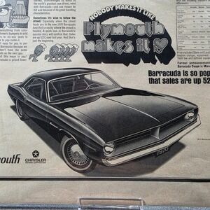Plymouth Barracuda‎ 1970 Vintage original Print Ad Muscle Car Art Excellent
